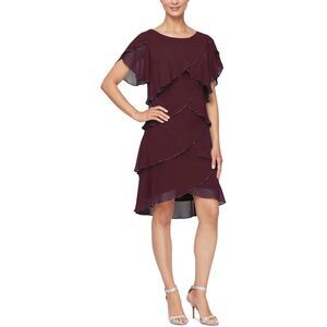 SLNY Burgundy Layered Dress